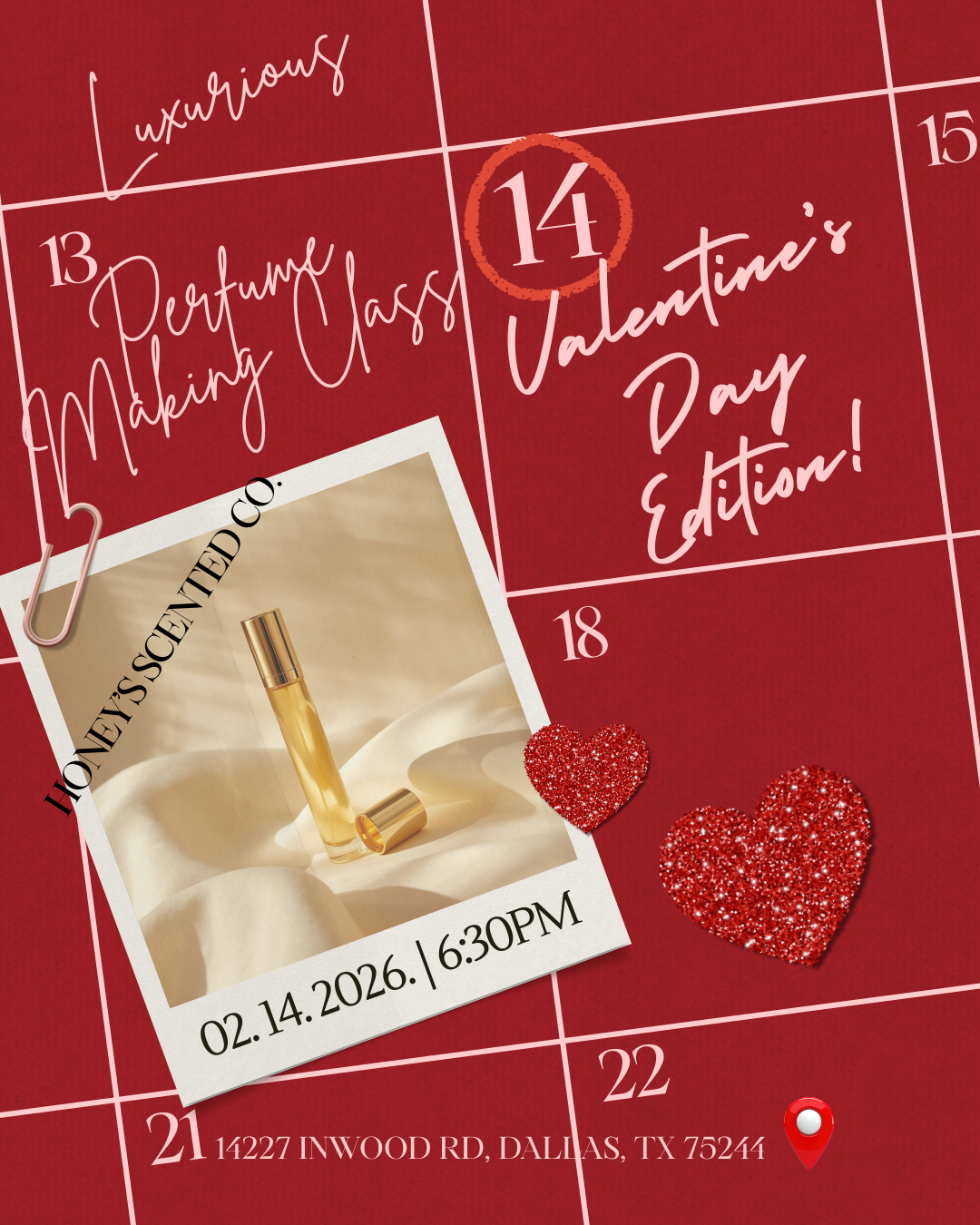 Valentine's Day Luxurious Roller Perfume Making Workshop + Light Bites!